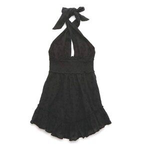 Aerie Spring Fling Eyelet Halter Mini Dress